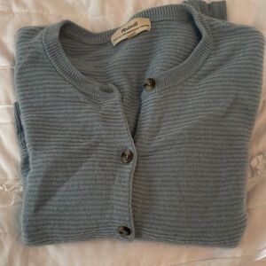 Madewell Soft Blue Button-Up Cashmere Cardigan, Small